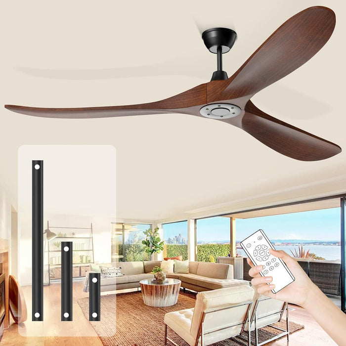 52 in. Indoor Outdoor Damp Fan with Remote Control, 3 Blades Matte Black Outdoor Fan-1-ErisView