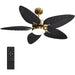 52 in. Indoor Outdoor Tropical Ceiling Fan with Remote APP Control, Flush Mount Palm Leaf Ceiling Fan Light for Bedroom Dining Room Living Room-2-ErisView