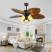 52 in. Indoor Outdoor Tropical Ceiling Fans with Light and Remote, Palm Leaf Ceiling Fan, Farmhouse Chandelier Ceiling Fan for Bedroom Living Room-7-ErisView