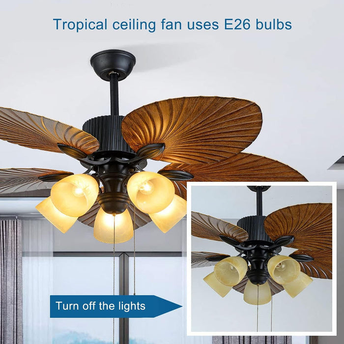 52 in. Indoor Outdoor Tropical Ceiling Fans with Light and Remote, Palm Leaf Ceiling Fan, Farmhouse Chandelier Ceiling Fan for Bedroom Living Room-9-ErisView