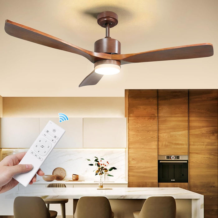 52 in. Indoor Outdoor Wood Reversible Quiet Ceiling Fans for Patio Living Room Bedroom Office, Outdoor Fans with Lights and Remote, Fan for Summer-1-ErisView