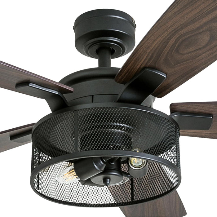 52 in. Industrial Looking Ceiling Fan, Indoor LED Ceiling Fan with Light Remote Control, Matte Black Reversible Ceiling Fan-10-ErisView