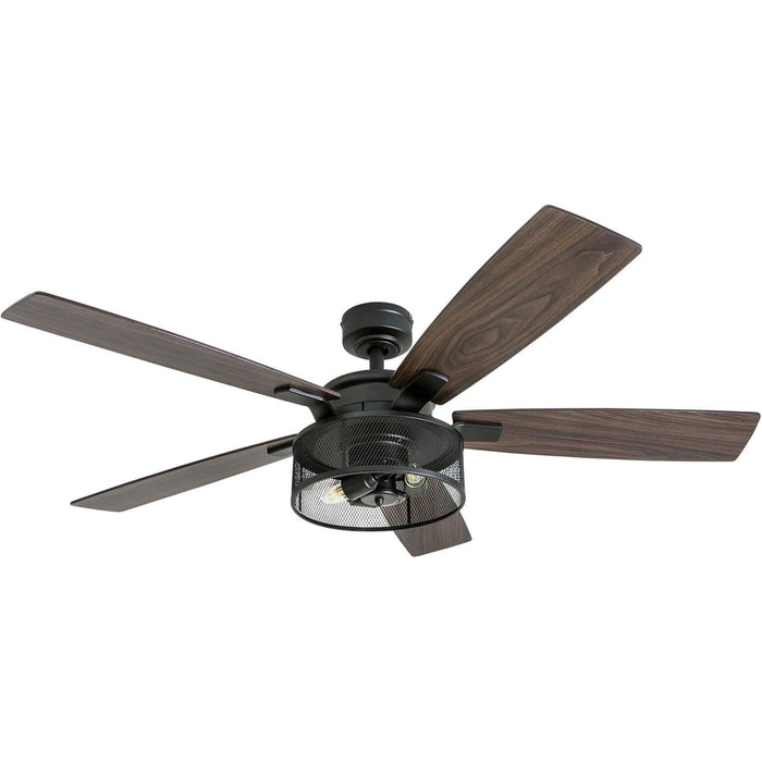 52 in. Industrial Looking Ceiling Fan, Indoor LED Ceiling Fan with Light Remote Control, Matte Black Reversible Ceiling Fan-9-ErisView