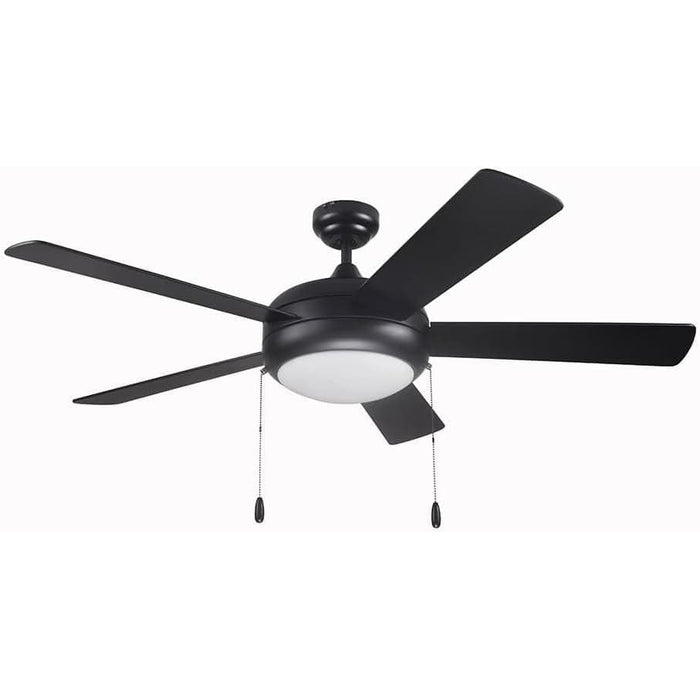 52 in. LED Ceiling Fan and Light, 5 Blade Black Ceiling Fan, Mid Century Modern Ceiling Fan-1-ErisView