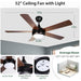 52 in. Long Ceiling Fans Lights with Remote, Quiet Farmhouse Flush Mount Ceiling Fan, Popular Ceiling Fans for Living Room  Bedroom-6-ErisView