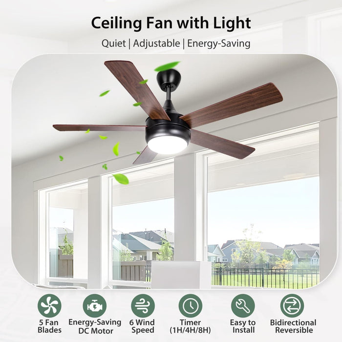 52 in. Long Ceiling Fans Lights with Remote, Quiet Farmhouse Flush Mount Ceiling Fan, Popular Ceiling Fans for Living Room  Bedroom-7-ErisView