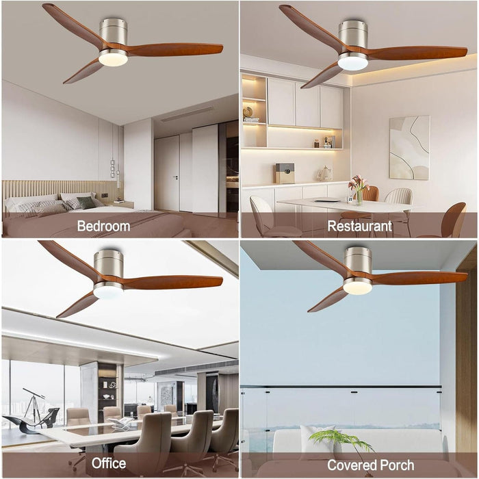 52 in. Low Profile Ceiling Fan with Light and Remote Control, Reversible Quiet Flush Mount Ceiling Fan, Contemporary Ceiling Fan with Light-4-ErisView