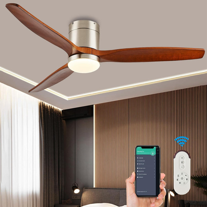 52 in. Low Profile Ceiling Fan with Light and Remote Control, Reversible Quiet Flush Mount Ceiling Fan, Contemporary Ceiling Fan with Light-1-ErisView