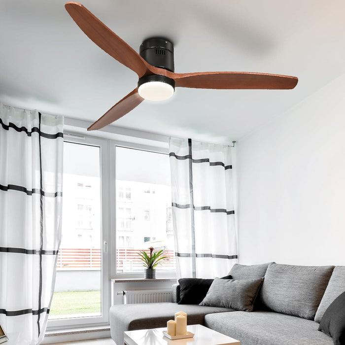 52 in. Low Profile Ceiling Fan with Light and Remote, Flush Mount Reversible Quiet Ceiling Fans, Smart Fans, Compatible with Alexa-3-ErisView