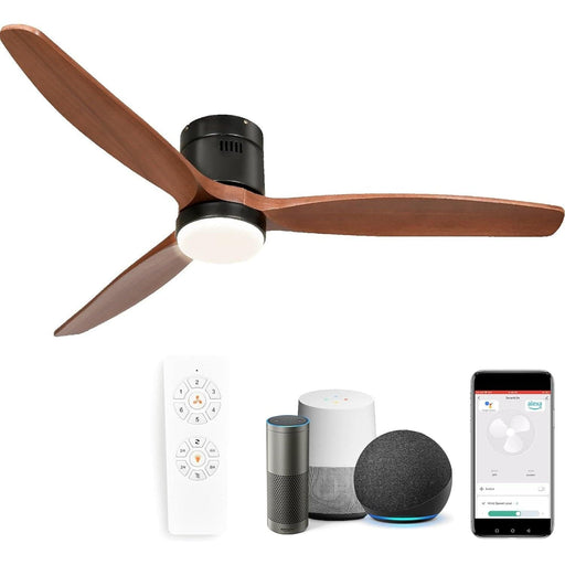 52 in. Low Profile Ceiling Fan with Light and Remote, Flush Mount Reversible Quiet Ceiling Fans, Smart Fans, Compatible with Alexa-1-ErisView