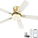 52 in. Low Profile Ceiling Fan with Remote and APP Control, Gold Indoor Outdoor Ceiling Fan with Light, Reversible Dimmable Flush Mount Ceiling Fan-1-ErisView