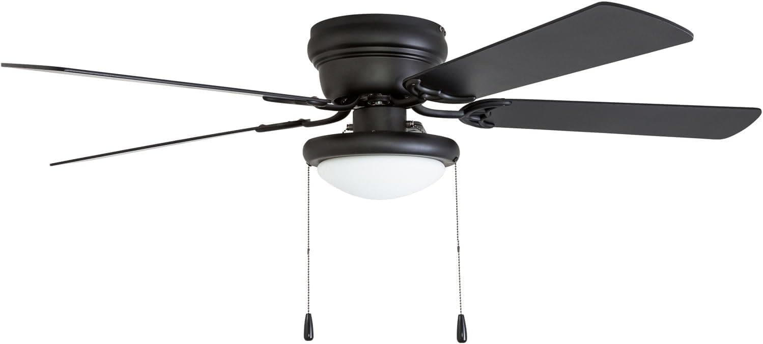 52 in. Matte Black Ceiling Fan with Bowl Light Kit, Home Ceiling Fan-12-ErisView