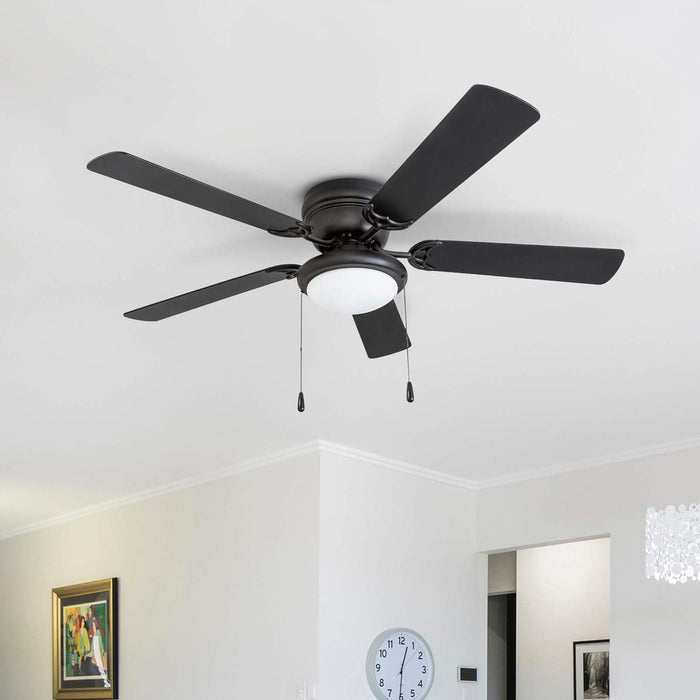 52 in. Matte Black Ceiling Fan with Bowl Light Kit, Home Ceiling Fan-2-ErisView