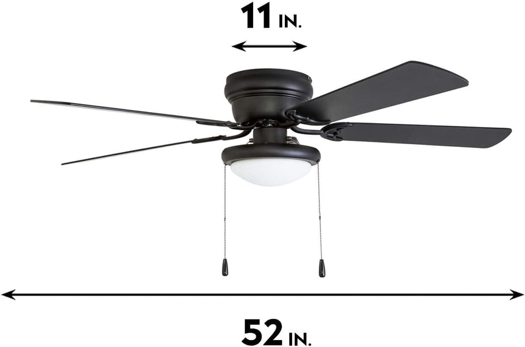 52 in. Matte Black Ceiling Fan with Bowl Light Kit, Home Ceiling Fan-5-ErisView