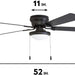 52 in. Matte Black Ceiling Fan with Bowl Light Kit, Home Ceiling Fan-5-ErisView