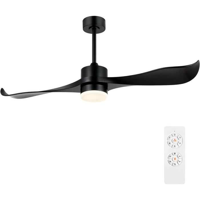 52 in. Matte Black Ceiling Fan with Lights and Remote, Good Ceiling Fans, Modern Ceiling Fan for Kitchen Bedroom Living Room-1-ErisView