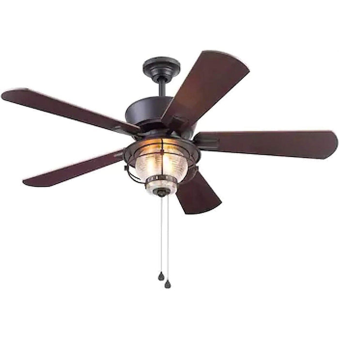 52 in. Matte Bronze Ceiling Fan, LED Indoor Outdoor Ceiling Fans with Light Kit, 5 Blade Ceiling Fan-1-ErisView