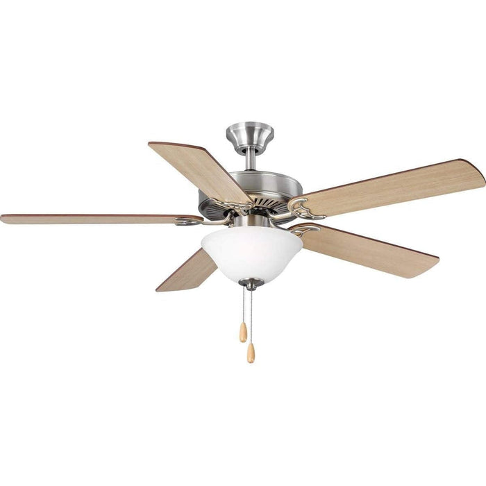 52 in. Modern 5 Blade Ceiling Fan with White Head Light Kit, Pull Chain-4-ErisView