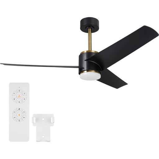 52 in. Modern Black Ceiling Fan with Light and Remote, 3 Blade Reversible Ceiling Fan for Bedroom Living Room Patio Porch -1-ErisView