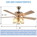 52 in. Modern Gold Chandelier Ceiling Fan with Remote Control Reversible Blades, Frosted Light Kit, Quiet Ceiling Fans-3-ErisView