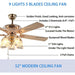 52 in. Modern Gold Chandelier Ceiling Fan with Remote Control Reversible Blades, Frosted Light Kit, Quiet Ceiling Fans-5-ErisView