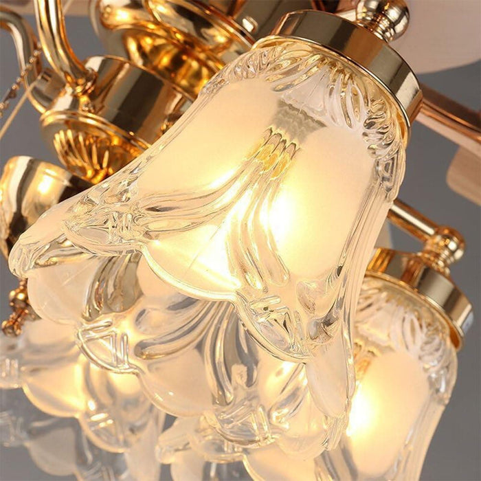 52 in. Modern Gold Chandelier Ceiling Fan with Remote Control Reversible Blades, Frosted Light Kit, Quiet Ceiling Fans-7-ErisView