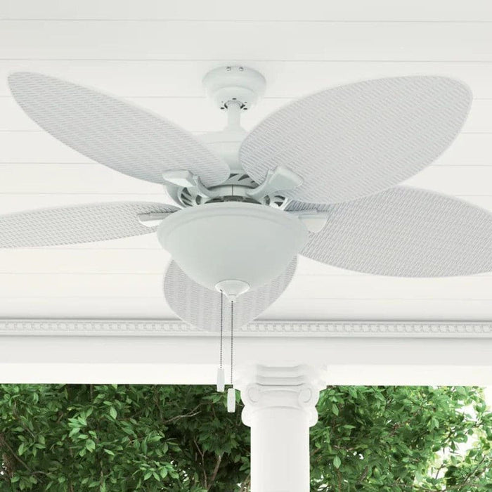 52 in. Outdoor Ceiling Fan with Light for Patio Porch, White Tropical Ceiling Fan with Pull Chain Control-ErisView