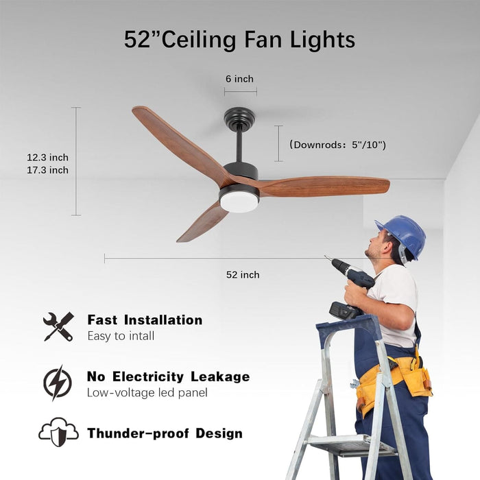 52 in. Outdoor Fans with Lights and Remote Control for Living Room Bedroom Office, Ceiling Fan for Summer, Designer Fans-3-ErisView