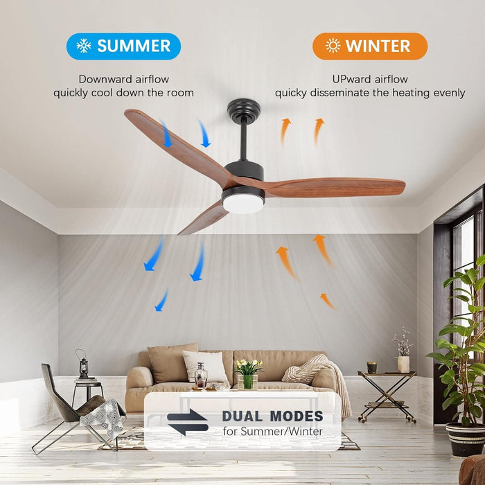 52 in. Outdoor Fans with Lights and Remote Control for Living Room Bedroom Office, Ceiling Fan for Summer, Designer Fans-6-ErisView