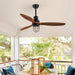 52 in. Outdoor Farmhouse Ceiling Fan with Light and Remote, Modern 3 Blade Wood Ceiling Fan for Bedroom, Reversible Outdoor Fan for Patio-2-ErisView