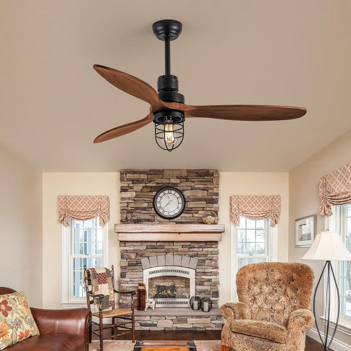 52 in. Outdoor Farmhouse Ceiling Fan with Light and Remote, Modern 3 Blade Wood Ceiling Fan for Bedroom, Reversible Outdoor Fan for Patio-5-ErisView