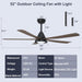 52 in. Patio Fans, Outdoor Ceiling Fan with Light Remote APP Control, Farmhouse Wet Rated Outdoor Ceiling Fans, Covered Ceiling Fan, Outdoor Deck Fan-7-ErisView