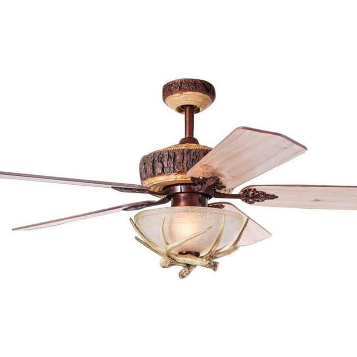 52 in. Red Bronze Antler Rustic Remote Control Ceiling Fan and Light, Modern Chandelier Fan Light, Indoor Cabin Ceiling Fans for Bedroom Living Room-1-ErisView