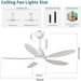 52 in. Remote Control Ceiling Fan and Light, 5 Blades Low Profile Reversible Ceiling Fan for Living Room Bedroom Patio-6-ErisView