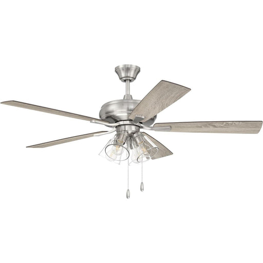 52 in. Reversible Brushed Nickel Ceiling Fan, Walnut Wood Ceiling Fan-1-ErisView