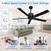 52 in. Reversible Ceiling Fan NO Light, Modern Remote Control Fan, Black Ceiling Fan for Kitchen Living Room, Outdoor Fan for Patio-3-ErisView