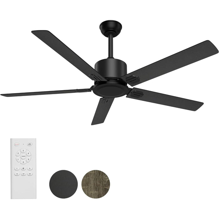 52 in. Reversible Ceiling Fan NO Light, Modern Remote Control Fan, Black Ceiling Fan for Kitchen Living Room, Outdoor Fan for Patio-1-ErisView