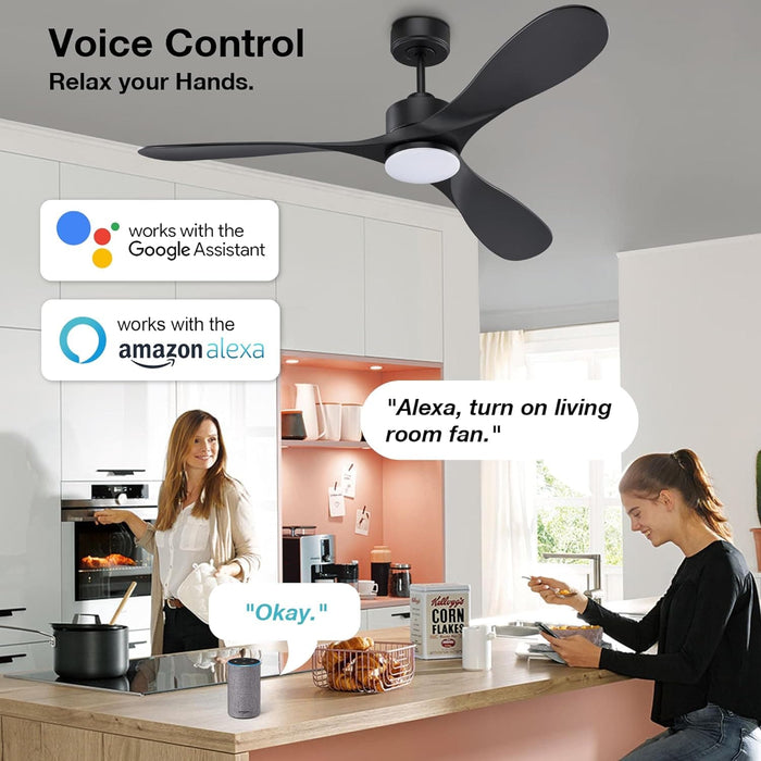 52 in. Smart Ceiling Fan with Lights and Remote, Fast Ceiling Fan with Wi-Fi Alexa, APP Control, Dimmable 3 Blades Ceiling Fan for Bedroom Patio Porch -2-ErisView