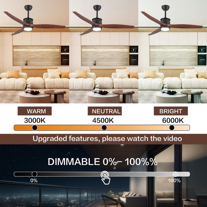 52 in. Smart Ceiling Fan with Remote APP Alexa Control, Bedroom Ceiling Fans with Lights, Indoor Modern Ceiling Fan Bedroom Ceiling Fans -6-ErisView