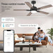 52 in. Smart Remote Control Ceiling Fan and Light Wi-Fi Alexa APP Control, Black Ceiling Fan for Bedroom Living Room Patio Porch-2-ErisView