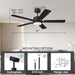 52 in. Smart Remote Control Ceiling Fan and Light Wi-Fi Alexa APP Control, Black Ceiling Fan for Bedroom Living Room Patio Porch-3-ErisView