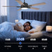 52 in. Smart Remote Control Ceiling Fan and Light Wi-Fi Alexa APP Control, Black Ceiling Fan for Bedroom Living Room Patio Porch-6-ErisView