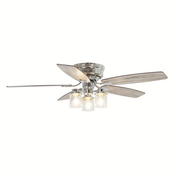 52 in. Traditional Ceiling Fan with Light Kit, LED Indoor Chrome Flush Mount Ceiling Fan with Light and Remote Control-ErisView