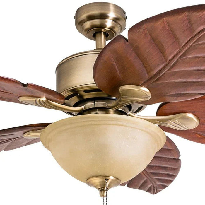 52 in. Tropical Ceiling Fan, 5-Leaf Blade Royal Palm LED Ceiling Fan, Farmhouse Pull Chain Ceiling Fan-ErisView