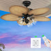 52 in. Tropical Ceiling Fan with Light Kit Remote, Silent Reversible Ceiling Fan for Living Room Bedroom-ErisView