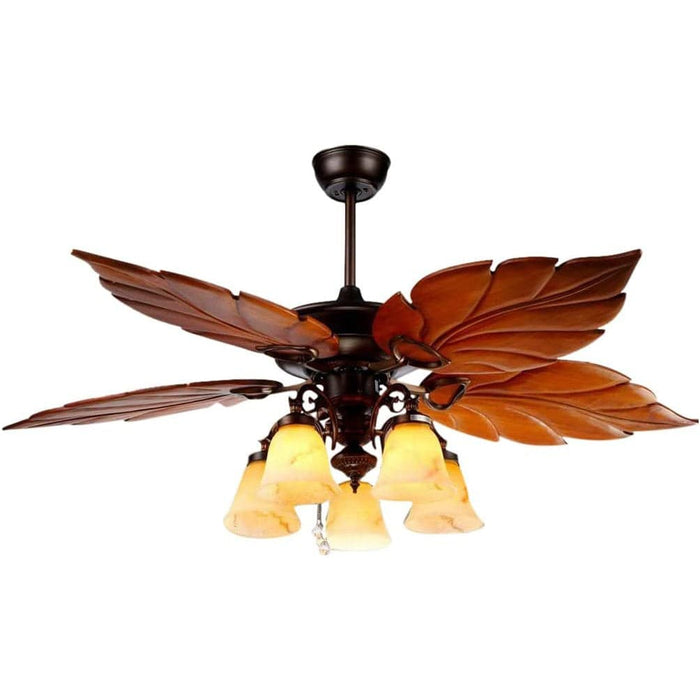 52 in. Tropical Ceiling Fan with Remote Control, Palm Leaf Ceiling Fan, Quiet Ceiling Fan, Rustic Bronze Ceiling Fan Chandelier Light Fixture-1-ErisView