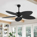 52 in. Tropical Ceiling Fan without Light, Coastal Ceiling Fan with App/Remote Control for Bedroom Living Room-Black-ErisView