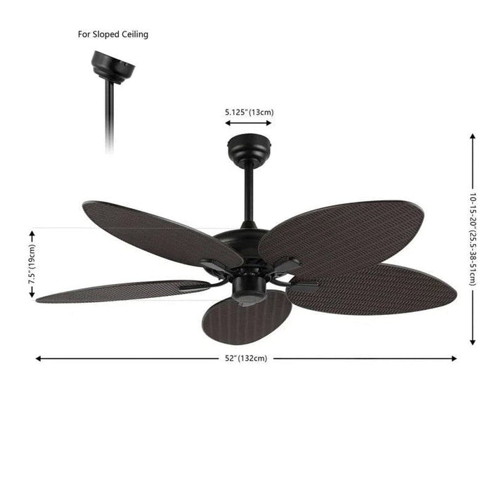 52 in. Tropical Ceiling Fan without Light, Coastal Ceiling Fan with App/Remote Control for Bedroom Living Room-ErisView