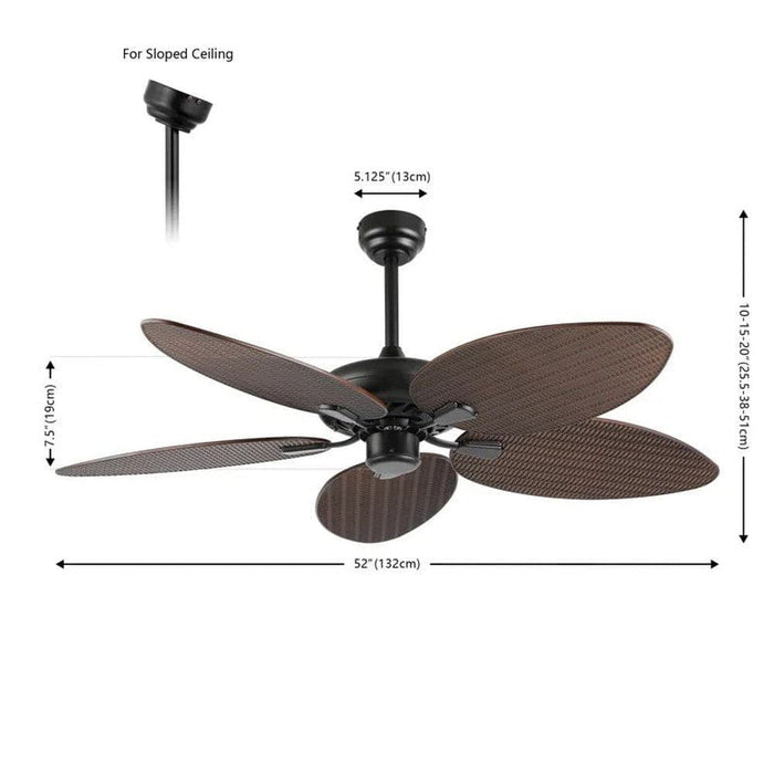 52 in. Tropical Ceiling Fan without Light, Coastal Ceiling Fan with App/Remote Control for Bedroom Living Room-ErisView