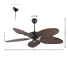 52 in. Tropical Ceiling Fan without Light, Coastal Ceiling Fan with App/Remote Control for Bedroom Living Room-ErisView